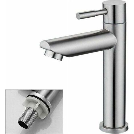 Kaltwasser-Waschtischarmatur, robuste Kupfer-Chrom-Oberflächenarmatur, Handwaschbeckenarmatur, herausnehmbare Strahlreglerkartusche, leicht zu reinigen oder auszutauschen (1/5)
