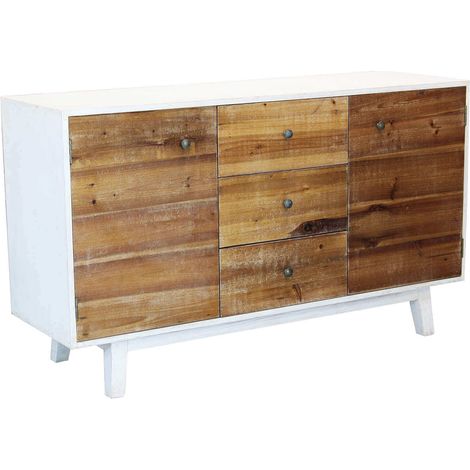 MOBILE AUSTEN BIANCO CON ANTE IN LEGNO NATURALE 142 X 45 X H83 CM (1/5)