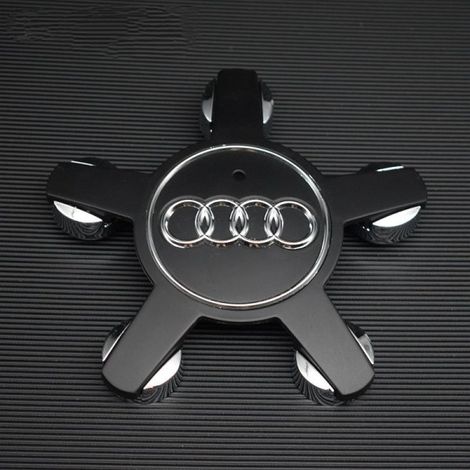 Compatible avec les emblèmes de cache-moyeu de roue Audi 134 mm à cinq griffes A6 A4L - Audi 5 griffes convexe noir (lot de quatre)