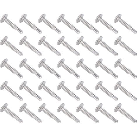Vis à métaux autoforeuses inox 100 pièces, tête fraisée rondelle M4.8x25, kit de fixation robuste pour bricolage et assemblage. (1/5)
