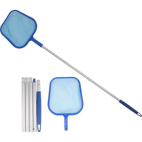 Épuisette de piscine - 120 cm - Accessoire de piscine - Épuisette de bassin avec barre télescopique - Épuisette pour algues, étang à mailles fines (1/5)