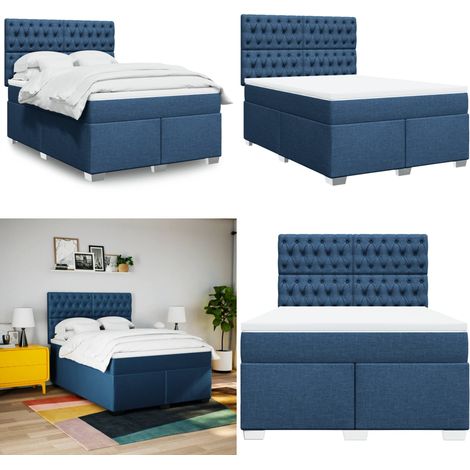 Giroletto a Molle con Materasso Blu 140x190 cm in Tessuto - Materasso a molle - Letto a molle