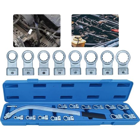 Jeu de clés pour poulie de tendeur de courroie de distribution, ensemble d'outils de 15 pièces, fabriqué en acier 45, compatibilité universelle, boîte de rangement compacte, haute durabilité (1/5)