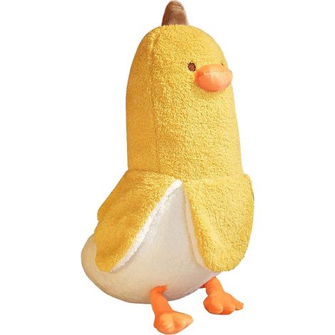 Jouet en peluche Canard Banane – mignon doudou, coussin, peluche canard, adapté aux garçons et filles, jaune, 50 cm (19,7 pouces) (1/4)