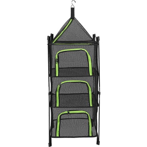 Filet de séchage à linge pliable à quatre couches, multifonctionnel et épais, adapté au séchage des vêtements et du poisson, vert. (1/5)