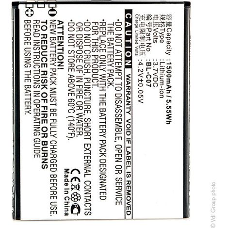 NX - Batterie téléphone, smartphone, GSM pour Doov 3.7V 1500mAh - BL-C07 (1/4)