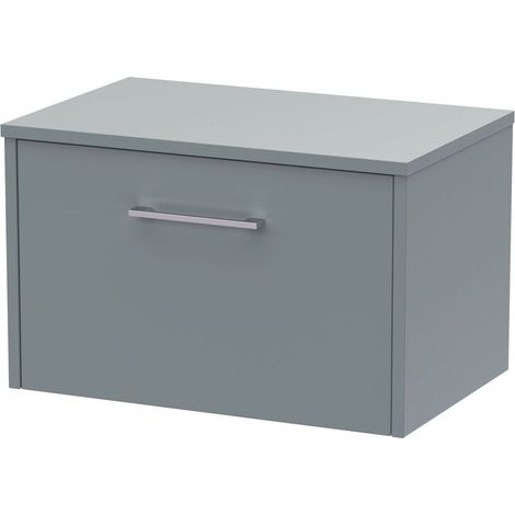 Winshill Contemporary 1 Drawer Wall Hung Vanity Unit with Worktop, Grey, 600mm