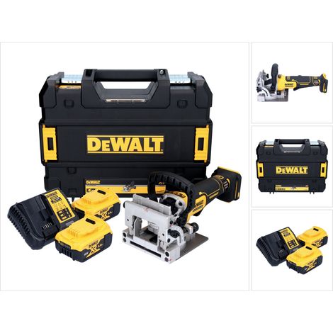 DeWalt DCW 682 P2T Akku Flachdübelfräse 18 V 102 x 20 mm Brushless + 2x Akku 5,0 Ah + Ladegerät + TSTAK