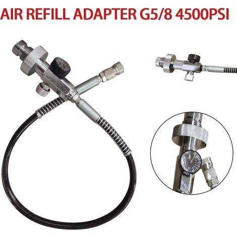 PCP Füllstation Ladekit 300bar / 4500PSI Din Luft Refill Adapter G5/8" Adapter Schlauchlehre Hochdruck Tauchrohr Tauchen Scuba Connector mit 60cm Schlauch