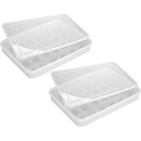 Lot de 2 boîtes de rangement en plastique pour réfrigérateur, contenants à œufs. (1/5)