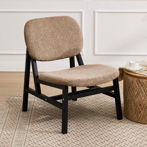 Loungesessel mit Holzbeinen, Chenille, skandinavischer Akzentstuhl, braun (1/5)
