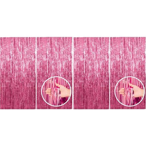 Rideaux à franges pour décoration de fête (lot de 4, rose) — Idéals pour décorer diverses fêtes à thème (1/4)