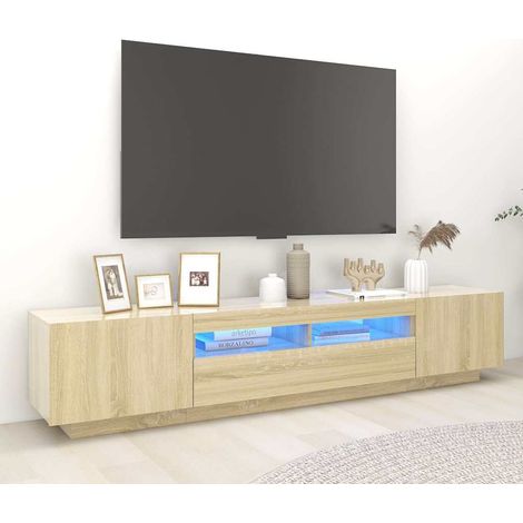 vidaXL Mobile Porta TV con Luci LED Rovere Sonoma 200x35x40 cm (1/5)