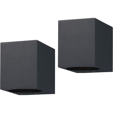 Applique Murale Exterieur Lot de 2, Gris Anthracite GU10 Aluminium Down Eclairage Exterieur, IP44 Étanche Luminaire Lumiere Lampe Exterieur pour Jardin, Cour, Patio, Balcon, Terrasse, Garage (1/4)