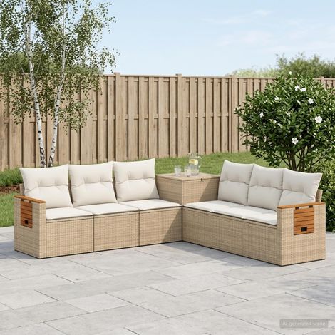 vidaXL Set di divani 7 pz Beige e Bianco Crema (1/5)
