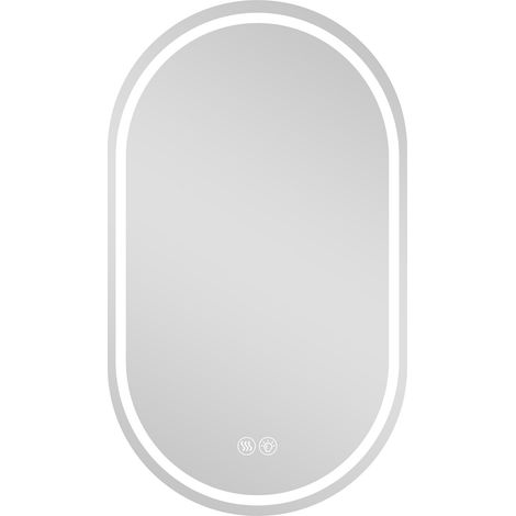 Espejo de baño LED inteligente ovalado 60 x 90 cm, sin marco, antivaho y táctil (1/5)