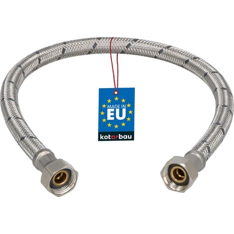 KOTARBAU® Flexible Robinet 3/8"x3/8" - Tuyau Robinet 50cm - Acier Inoxydable - Rallonge Robinet Cuisine Flexible - Tuyau Robinet Cuisine Flexible - Tuyau Flexible Plomberie - Argent (1/4)