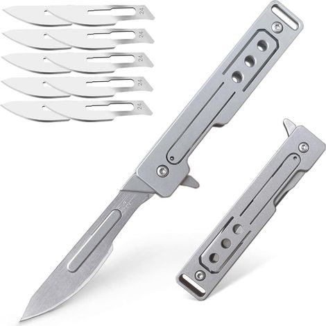 Skalpell Klappmesser mit 10 Klingen, EDC Taschenmesser für Outdoor & Camping