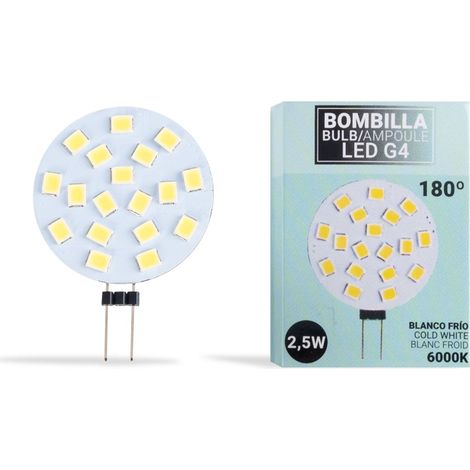 Bombilla LED G4 Bi-pin Circular Plana 12V AC/DC - 2,5W -