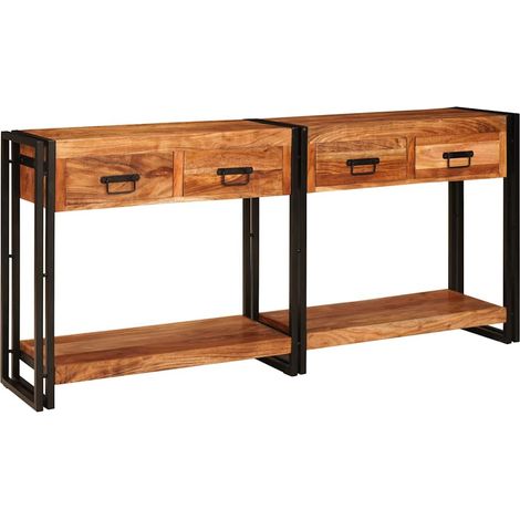 Maison Exclusive - Tavoli consolle 2 pcs Marrone Legno di Acacia Massello