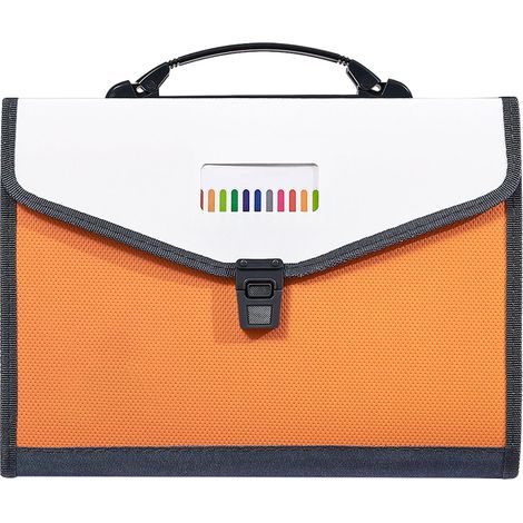 1 sac de rangement pour orgue, 13 compartiments, PP transparent, couleurs vives, dimensions 350 x 270 x 35 mm (1/5)