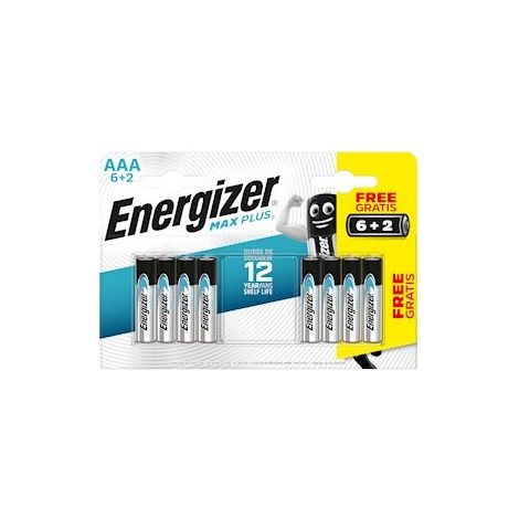 Pile alcaline 1.5V AAA/LR3 (blister de 6+2) Max Plus ENERGIZER (1/5)