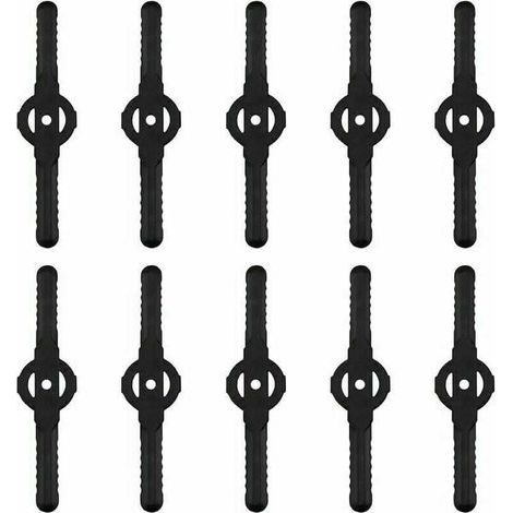 10 cuchillas de repuesto para cortacésped, fabricadas en plástico, para herramientas de jardinería, con orificio pequeño de 5 mm, aptas para cortacéspedes y desbrozadoras a batería. (1/5)