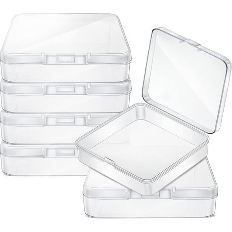 Boîte de rangement en plastique transparent pour recueillir divers petits objets, paquet de 6 (8,5 x 6 x 2,5 cm)