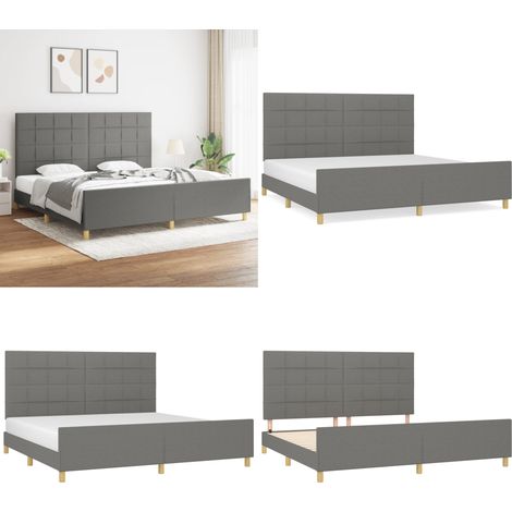 Bettgestell ohne Matratze Dunkelgrau 200x200 cm Stoff - Bettsystem - Boxspringbetten - Doppelbett - Lattenrost - Massivholzbette - Home & Living (1/5)