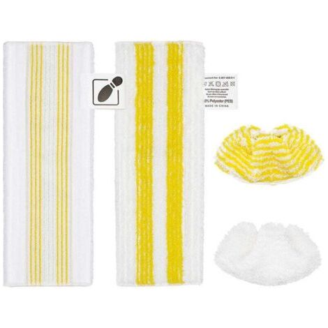 Lot de 4 chiffons en microfibre compatibles avec Kärcher SC2, SC3, SC4, SC5 nettoyeur vapeur, Kit d'accessoires de nettoyeur vapeur lavable(2 lingettes+2 Bonnettes)