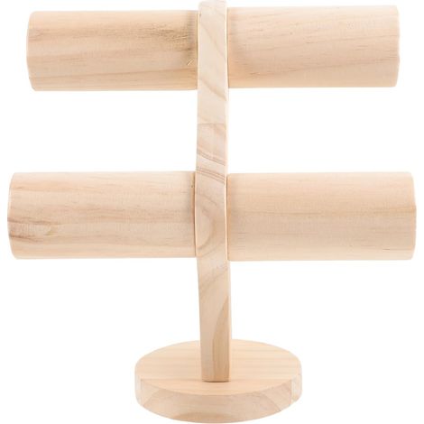 Support de Bracelets Perlés en Bois à Deux Niveaux, Porte-bracelet Décoratif Léger, Support de Rangement pour Bijoux et Élastiques à Cheveux sur Bureau (1/5)
