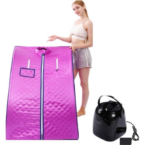 Kit de sauna portatif Tente portative de pièce de Sauna de vapeur avec le Pot de vapeur du chapeau 2.0L, support en métal fort d'acier inoxydable de SPA de bain amincissant Tente de sauna personnelle (1/5)