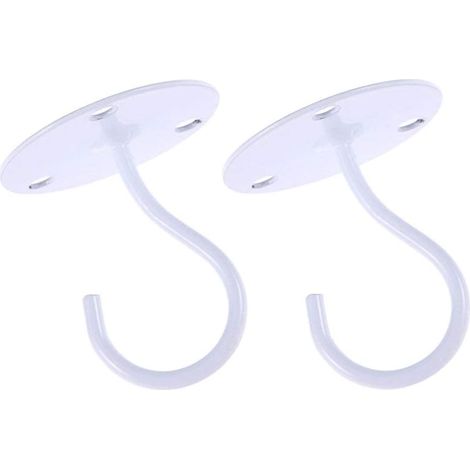 2 crochets de plafond pour suspendre des plantes, supports muraux robustes, vissables pour suspendre des mangeoires à oiseaux (blanc) (1/5)
