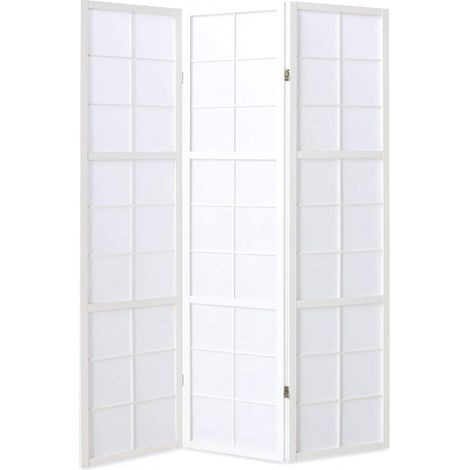 Pegane – Paravent japonais 3 pans en bois blanc et papier de riz – Dimensions H 178,6 cm – Charnières double sens – Pour espaces élégants (1/4)