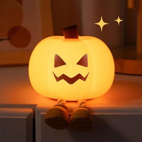 Veilleuse Halloween - Veilleuse pour enfants - Décoration Halloween - Veilleuse citrouille - Lampe LED en silicone - Lampe (1/5)