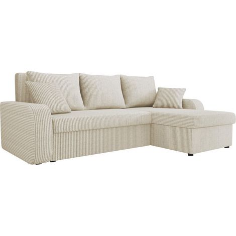 Mobilier1 – Canapé d'angle avec fonction de couchage – Boîte de literie – Dimensions 238x147x80cm – Tapisserie en velours – Mécanisme Eurobook