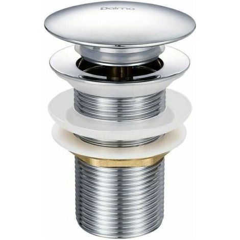 Desagüe emergente para ducha y lavabo sin rebosadero, fabricado en latón cromado G 1-1/4, equipado con un sistema de apertura y cierre mediante pulsador. (1/5)