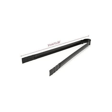 Pinze per carbone da barbecue con manico in metallo, robusto utensile da cucina per campeggio e grigliate.