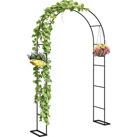 Arche de Jardin avec 2 Bases pour Plantes Grimpantes Rosiers Vignes. Arche de Mariage. 145x39x237cm. Noir (1/5)