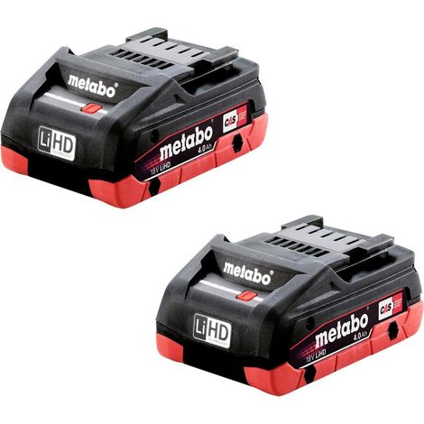 x2 Metabo 18v CAS 4AH Slide Batteries Compact LiHD Ultra M Technology 625367000