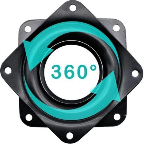 4-inch Square One-Piece Rotating Turntable Platform with 360-Degree Rotation and Steel Ball Bearings for Kitchen Cabinet Countertop Pantry (Black) (1/3)
