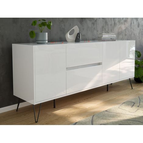 Sideboard Yako 180cm 2 SoftClose 3 Türen Weiß hochglanz (1/5)