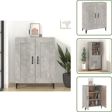 Buffet Gris béton 69,5x34x90 cm Bois d'ingénierie - Buffet Gris - Meuble Rangement - Commode - Mobilier Salon - Décoration Intérieur (1/5)