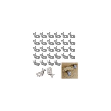 Paquete de 30 soportes para estantes en forma de L de 5 mm con orificios, soportes para estantes de muebles, armarios y librerías - Crezuo