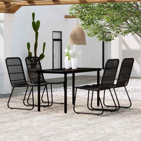 vidaXL Juego de comedor de jardín 5 piezas negro (1/4)