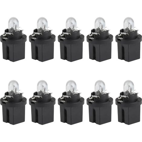 10 x DC 12 V 1.2 W T5 B8.5D Dashboard Light Yellow Light Bulb for Internal Cars (1/5)