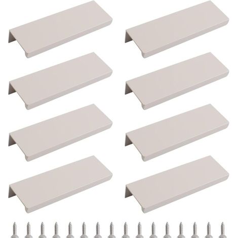 Set di 8 maniglie nascoste in stile moderno, maniglie per cassetti ad angolo retto in lega di alluminio invisibile, maniglie per mobili per ferramenta per cassetti, 120 mm/grigio cashmere (1/4)