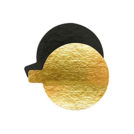 10 supports à gâteaux individuels rond - or et noir Ø8cm (1/3)