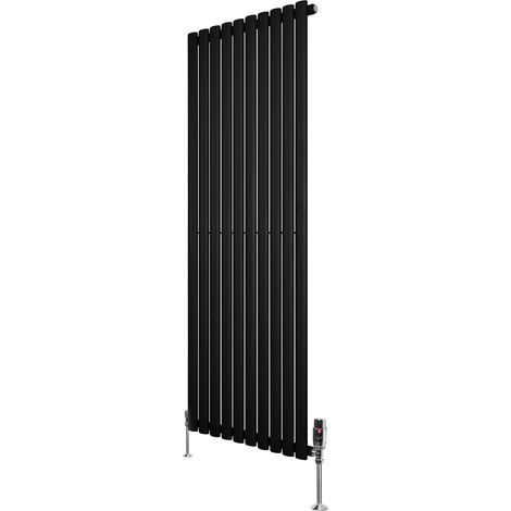 Oval Single Column Radiator & Valves – 1600mm x 600mm – Black (1/5)