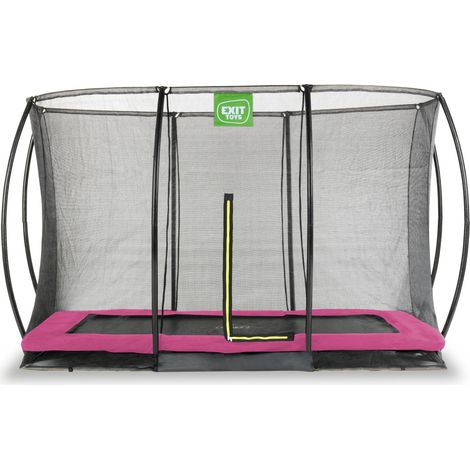 EXIT Silhouette Ground Trampoline 7x10ft with Safety Net – Pink